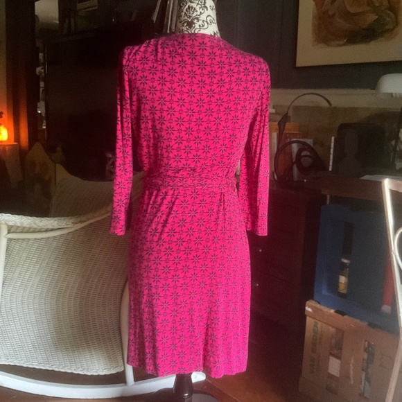 DIANE VON FURSTENBERG Julian Two Mini Wrap Dress Pink Floral Sz 8 - Picture 5 of 12